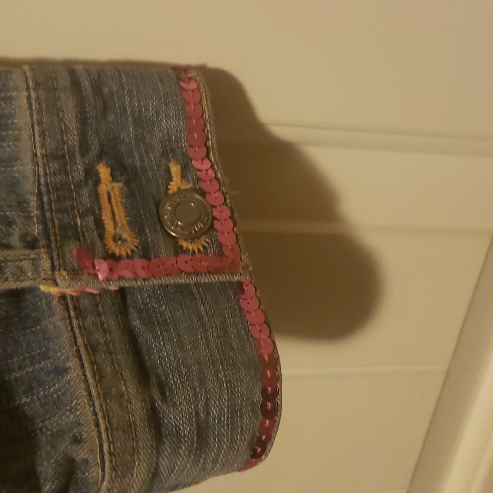 Old Navy Bedazzled Patchwork Denim Jacket Size Xxl - image 5